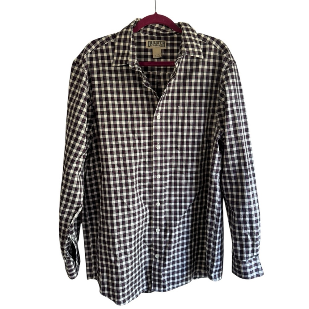 Duluth Trading Large Tall Wrinklefighter Straight Collar Button Down Shirt‎